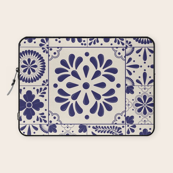 Blue Mexican Talavera Pattern by Akbaly Laptop Sleeve Gallery Image 1