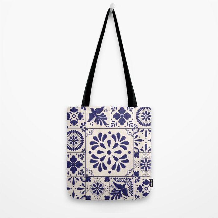 Blue Mexican Talavera Pattern by Akbaly Tote Bag Gallery Image 2