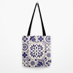 Blue Mexican Talavera Pattern by Akbaly Tote Bag Gallery Image 2