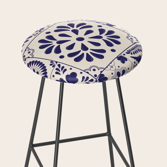 Blue Mexican Talavera Pattern by Akbaly Stool Gallery Image 2