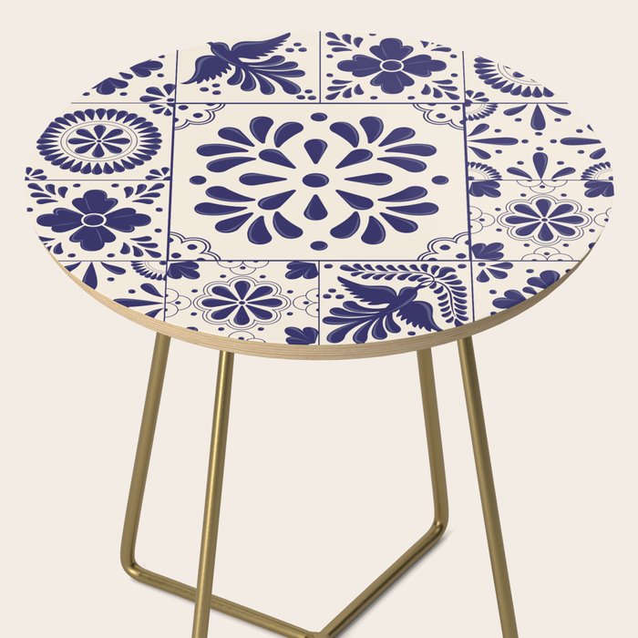 Blue Mexican Talavera Pattern by Akbaly Side Table Gallery Image 2