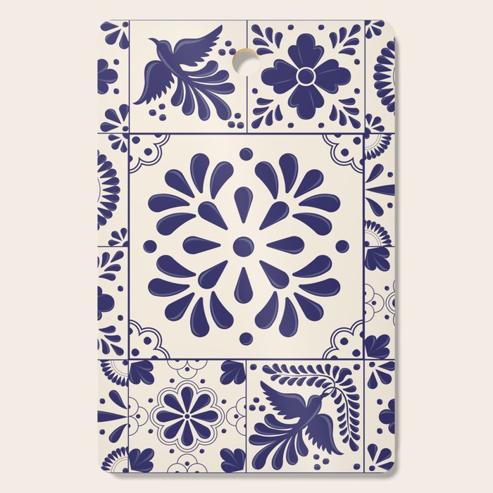 Blue Mexican Talavera Pattern by Akbaly Cutting Board Gallery Image 1