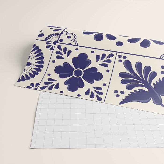 Blue Mexican Talavera Pattern by Akbaly Wrapping Paper Gallery Image 2