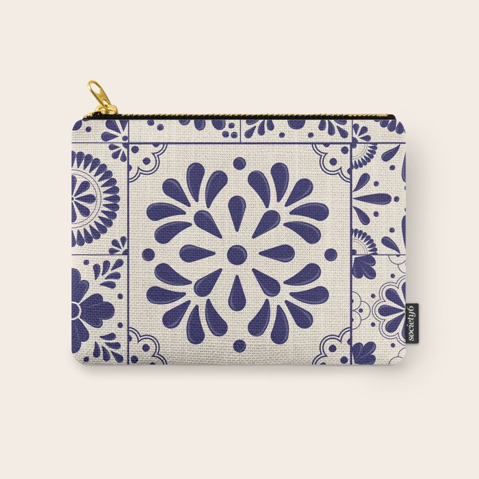 Blue Mexican Talavera Pattern by Akbaly Carry All Pouch Gallery Image 1