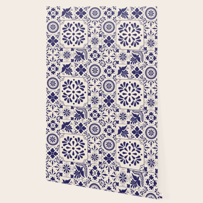 Blue Mexican Talavera Pattern by Akbaly Wallpaper Gallery Image 2