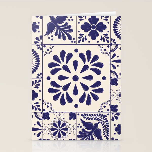 Blue Mexican Talavera Pattern by Akbaly Stationery Card Gallery Image 2