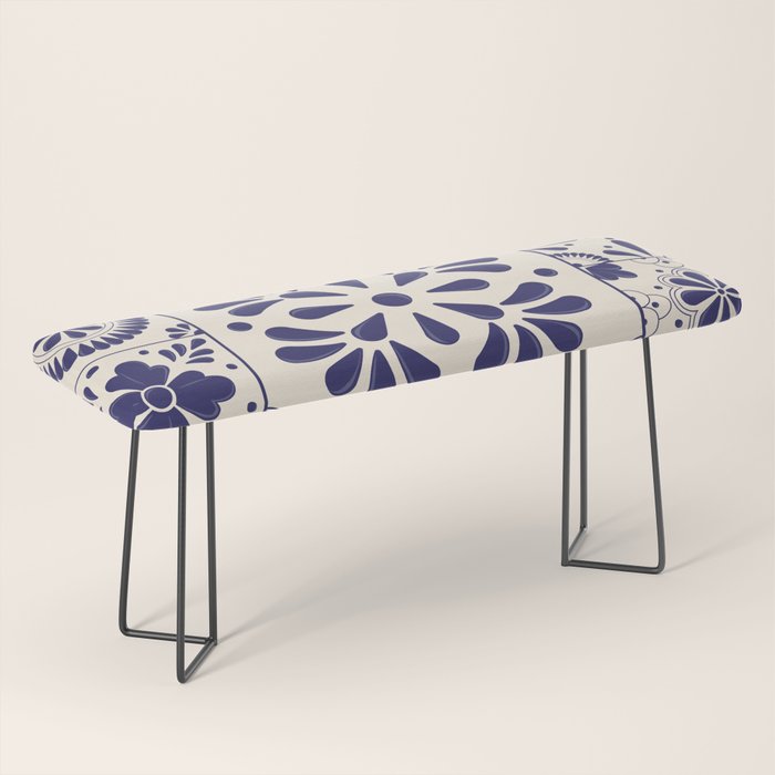 Blue Mexican Talavera Pattern by Akbaly Bench Gallery Image 1