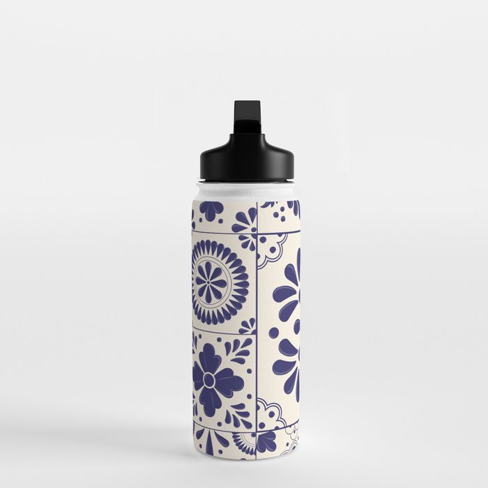 Blue Mexican Talavera Pattern by Akbaly Water Bottle Gallery Image 3