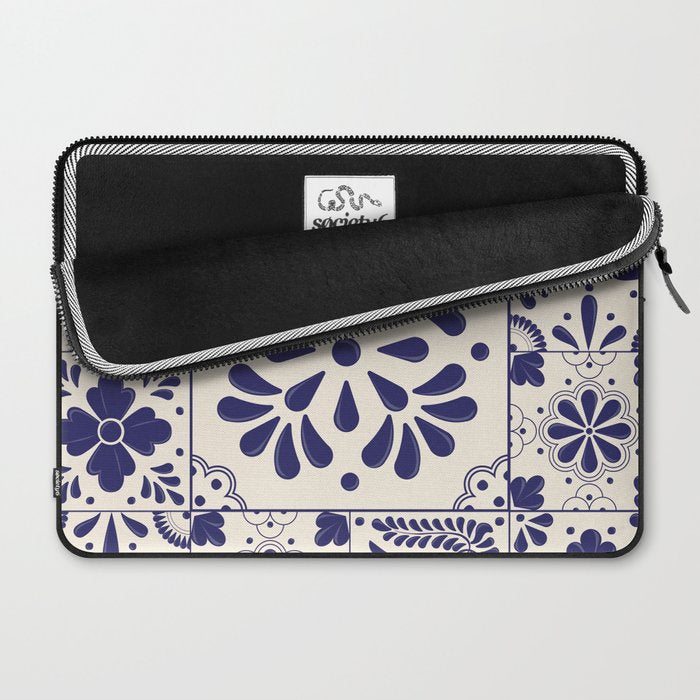 Blue Mexican Talavera Pattern by Akbaly Laptop Sleeve Gallery Image 2