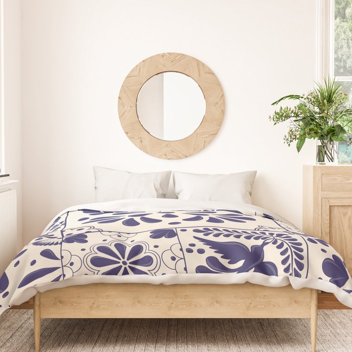 Blue Mexican Talavera Pattern by Akbaly Duvet Cover Gallery Image 3