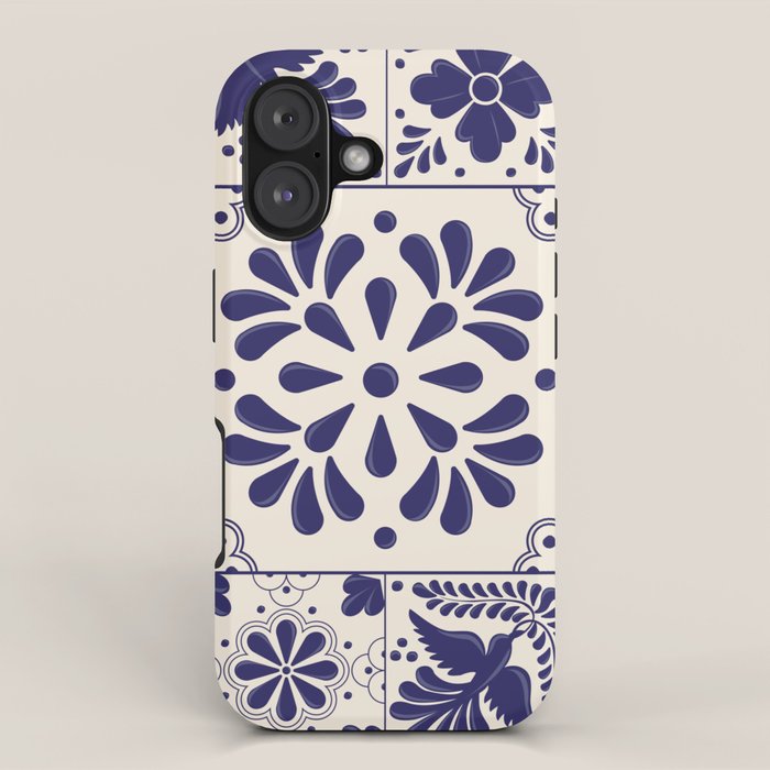 Blue Mexican Talavera Pattern by Akbaly iPhone Case Gallery Image 1