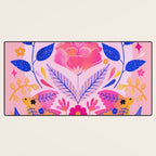 Botanical Garden Folklore in Pink Desk Mat Gallery Image 3