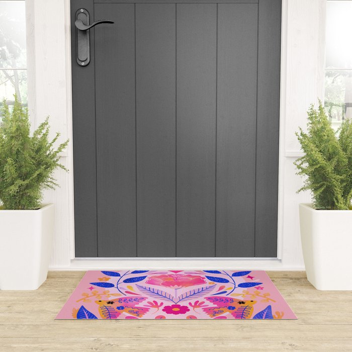 Botanical Garden Folklore in Pink Welcome Mat Gallery Image 3