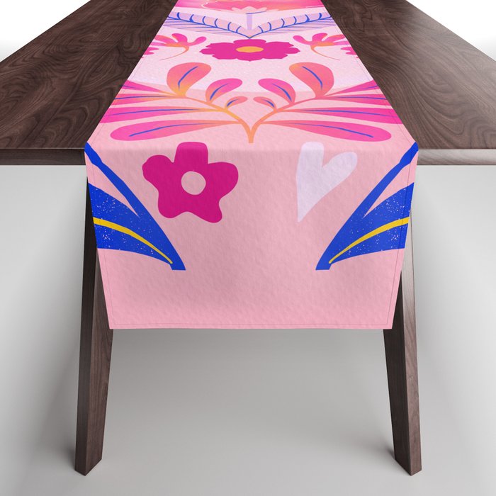 Botanical Garden Folklore in Pink Table Runner Gallery Image 1