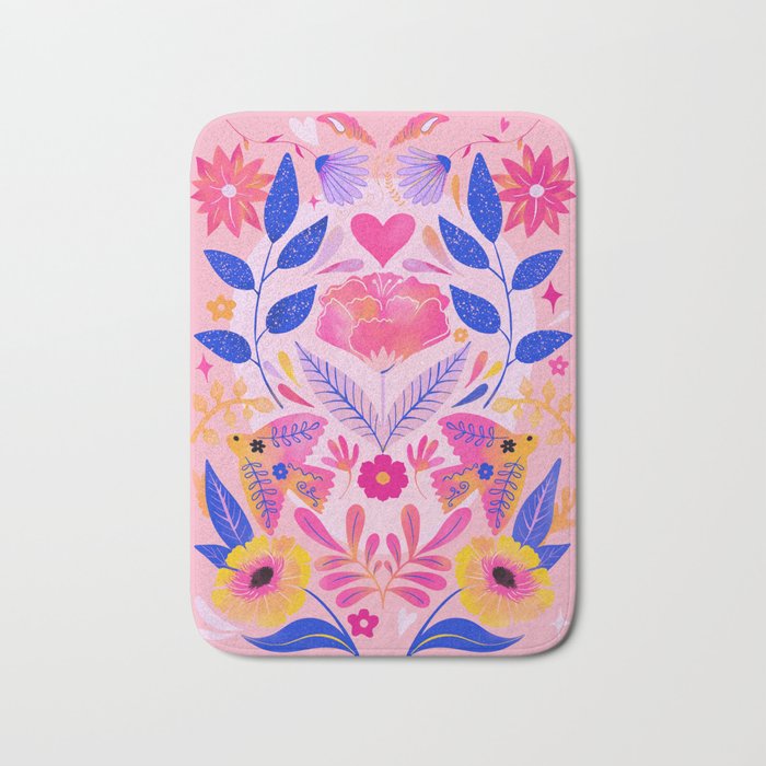 Botanical Garden Folklore in Pink Bath Mat Gallery Image 1