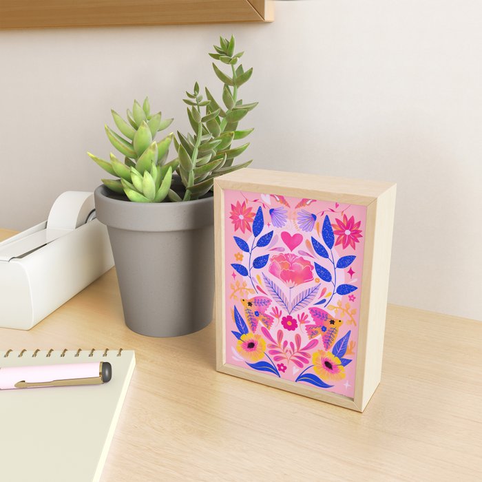 Botanical Garden Folklore in Pink Mini Art Print Gallery Image 2