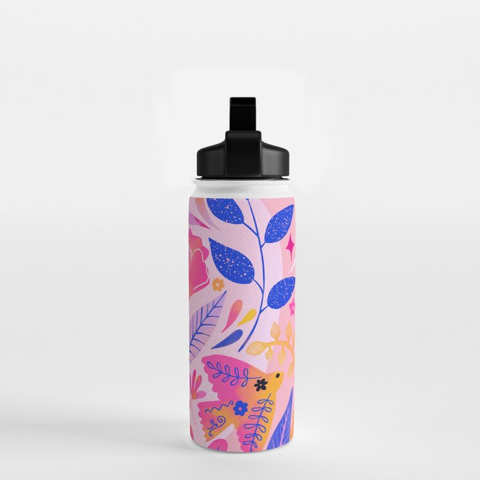 Botanical Garden Folklore in Pink Water Bottle Gallery Image 2