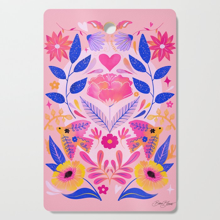 Botanical Garden Folklore in Pink Cutting Board Gallery Image 1