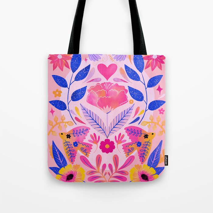 Botanical Garden Folklore in Pink Tote Bag Gallery Image 1