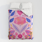 Botanical Garden Folklore in Pink Duvet Cover Gallery Image 6