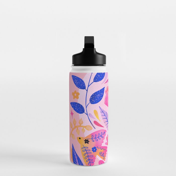 Botanical Garden Folklore in Pink Water Bottle Gallery Image 3