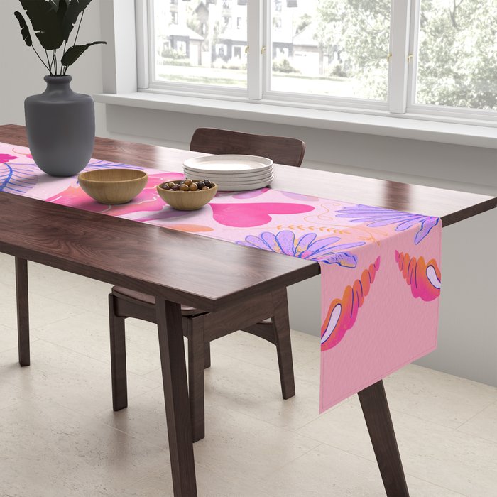 Botanical Garden Folklore in Pink Table Runner Gallery Image 2