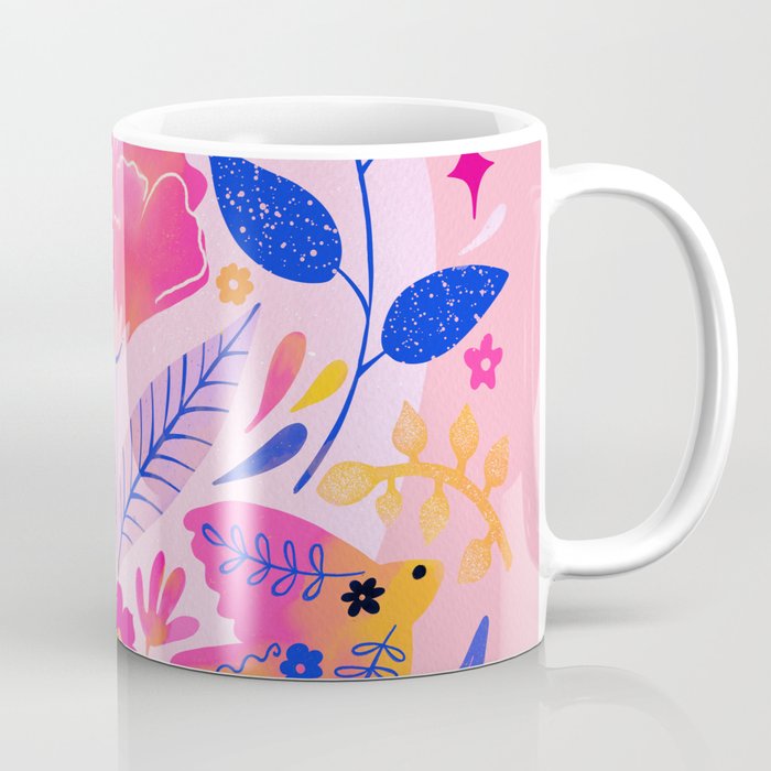 Botanical Garden Folklore in Pink Coffee Mug Gallery Image 1