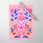 Botanical Garden Folklore in Pink Wrapping Paper Gallery Image 1