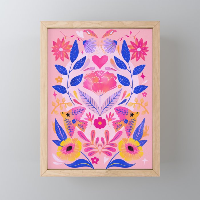 Botanical Garden Folklore in Pink Mini Art Print Gallery Image 1