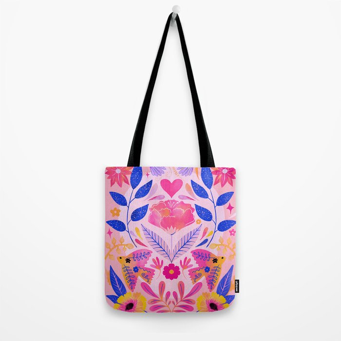 Botanical Garden Folklore in Pink Tote Bag Gallery Image 2