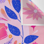 Botanical Garden Folklore in Pink Wall Tapestry Gallery Image 3