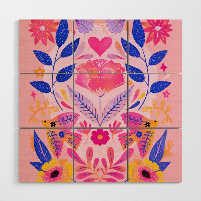 Botanical Garden Folklore in Pink Wood Wall Art Gallery Image 1