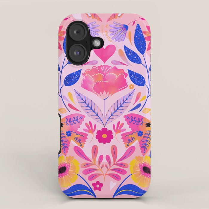 Botanical Garden Folklore in Pink iPhone Case Gallery Image 1