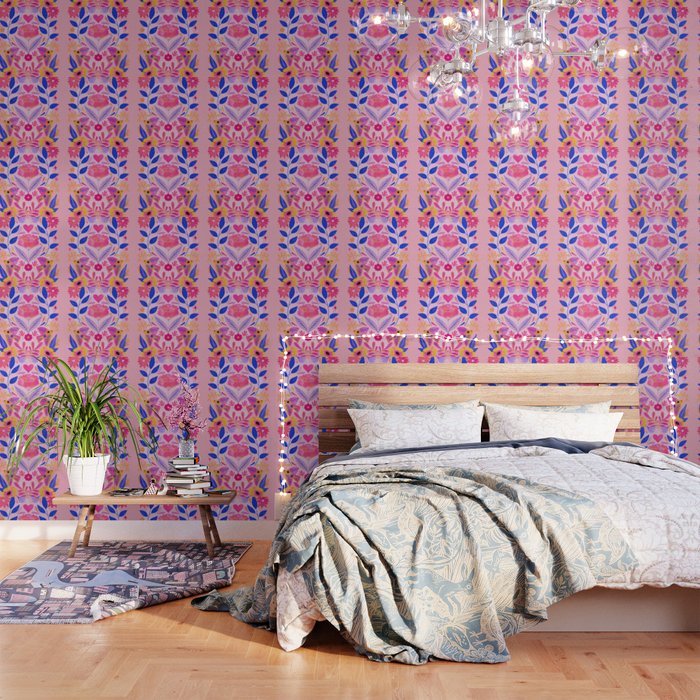 Botanical Garden Folklore in Pink Wallpaper Gallery Image 3