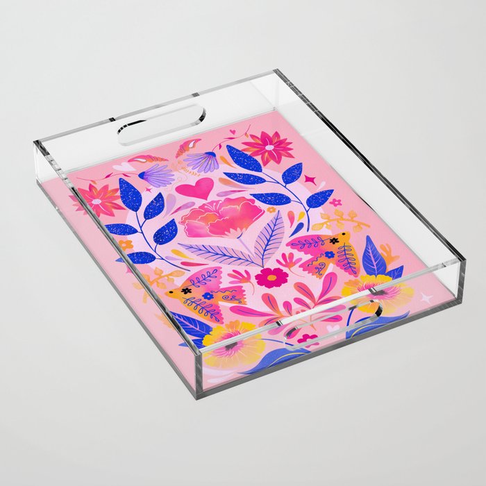 Botanical Garden Folklore in Pink Acrylic Tray Gallery Image 1