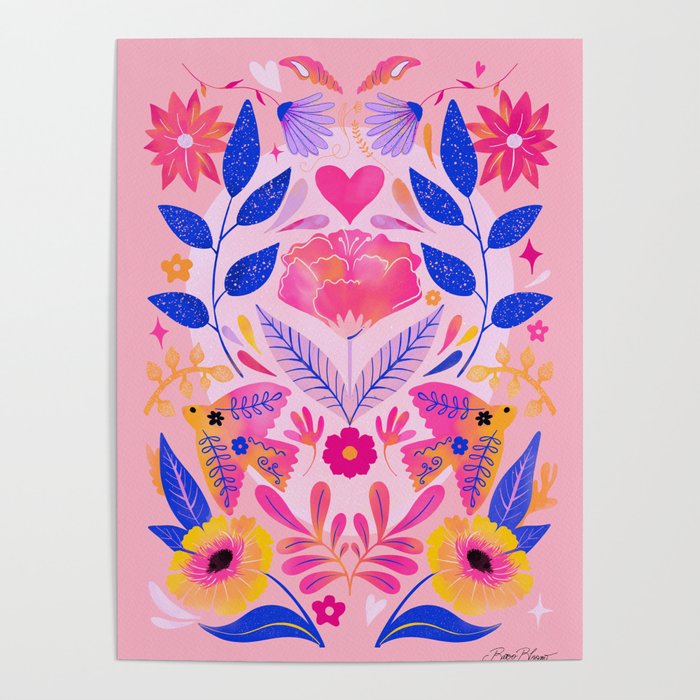 Botanical Garden Folklore in Pink Poster Gallery Image 4