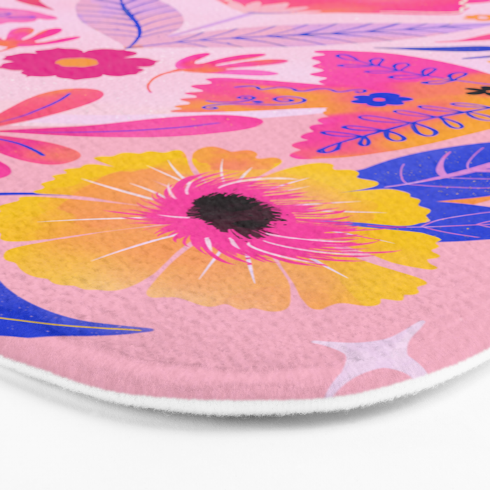 Botanical Garden Folklore in Pink Bath Mat Gallery Image 3