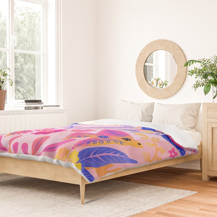 Botanical Garden Folklore in Pink Duvet Cover Gallery Image 2