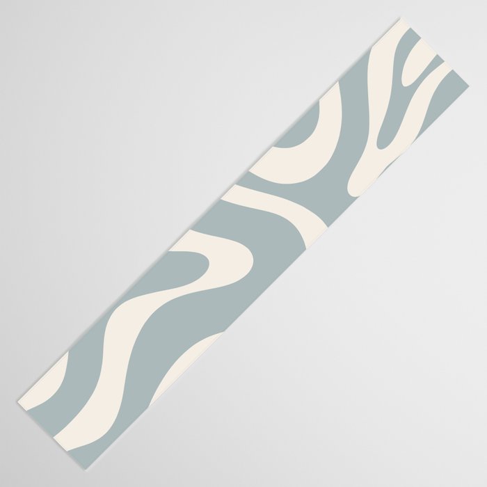 Modern Liquid Swirl Abstract Pattern in Light Blue-Gray and Cream Table Runner Gallery Image 3