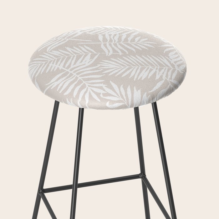 Tropical Palm Leaves - Palm Leaf Pattern - Sandy Beige Stool Gallery Image 2