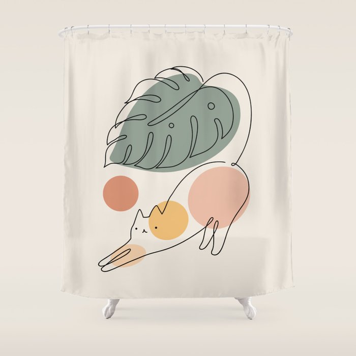 Cat and Plant 34 Shower Curtain Gallery Image 1