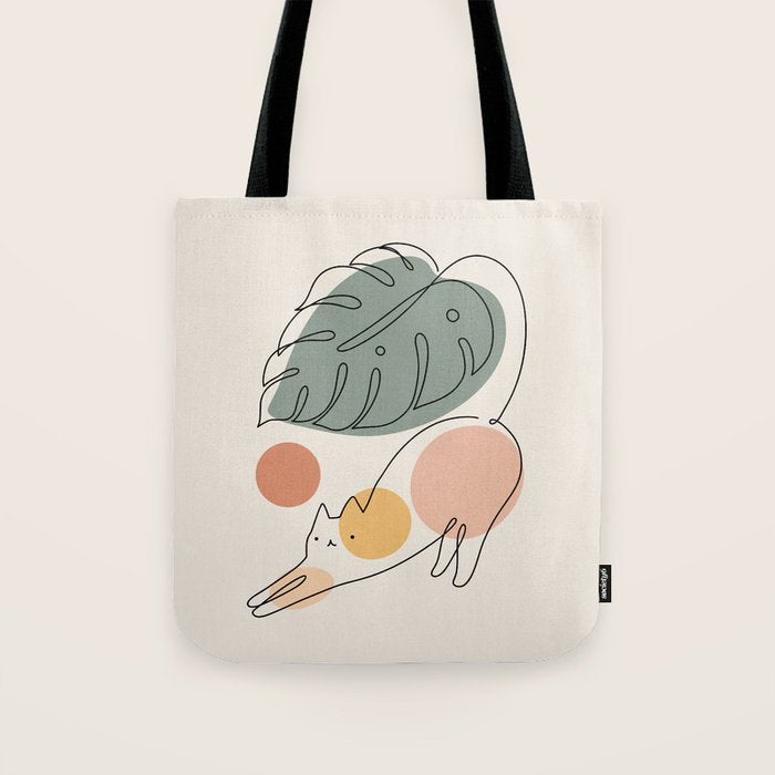 Cat and Plant 34 Tote Bag Gallery Image 1