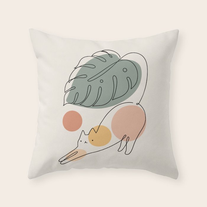 Cat and Plant 34 Throw Pillow Gallery Image 6