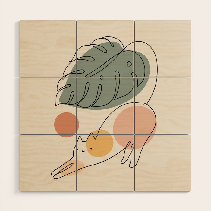 Cat and Plant 34 Wood Wall Art Gallery Image 1
