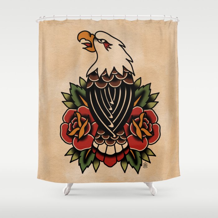 Colour Vintage Eagle Shower Curtain Gallery Image 1