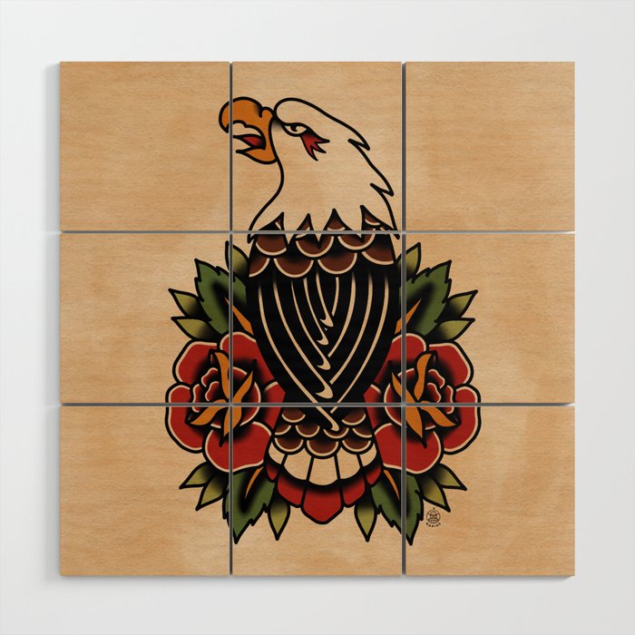 Colour Vintage Eagle Wood Wall Art Gallery Image 1