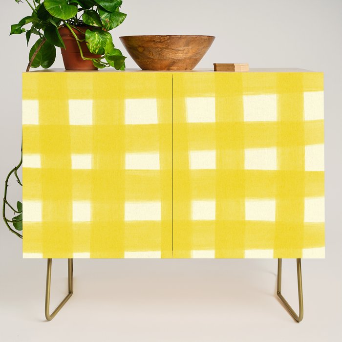 checks checks - yellow Credenza Gallery Image 1