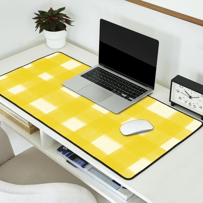 checks checks - yellow Desk Mat Gallery Image 2