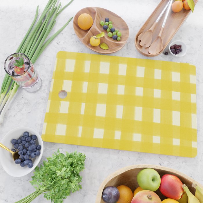 checks checks - yellow Cutting Board Gallery Image 2