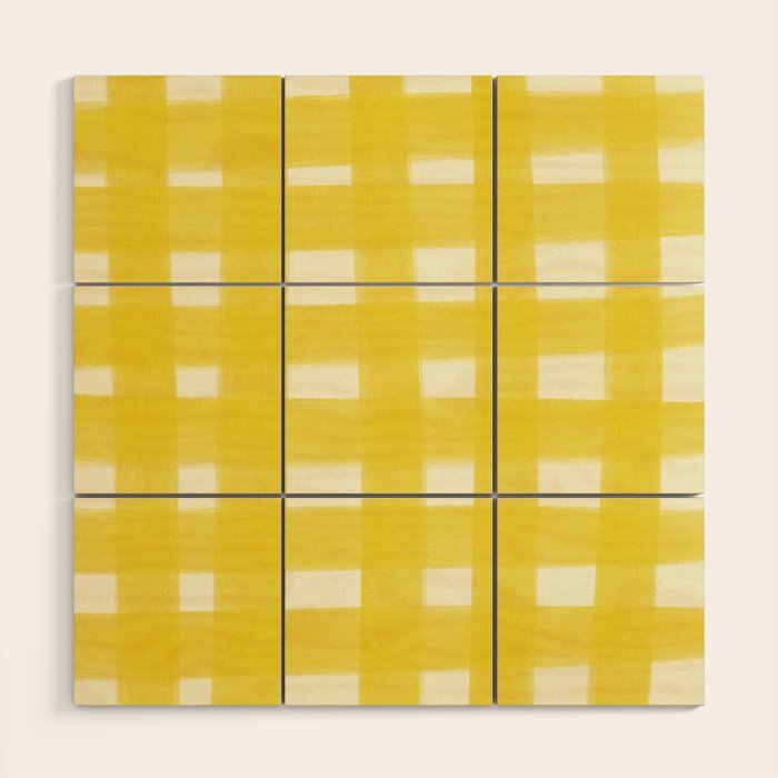 checks checks - yellow Wood Wall Art Gallery Image 1